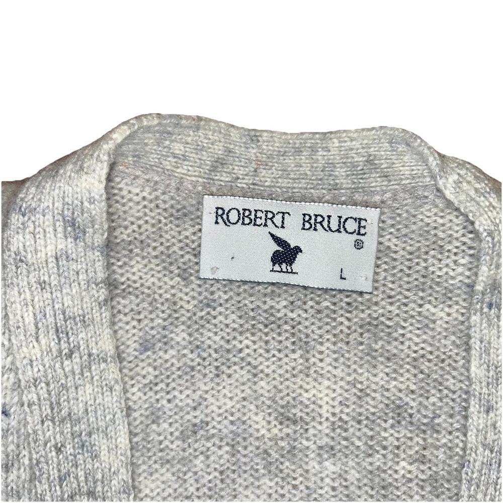 Vtg Robert Bruce Wool Sweater Vest Men's Size Large Gray Button Up Grandpacore - Picture 5 of 6